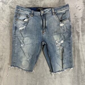 Serenade Distressed Denim Shorts Men's 36 Light Blue Jean Denim Jorts